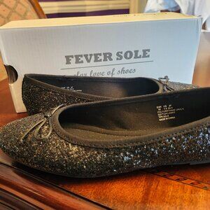 Black Glitter Fever Sole ballet flats size 7.5